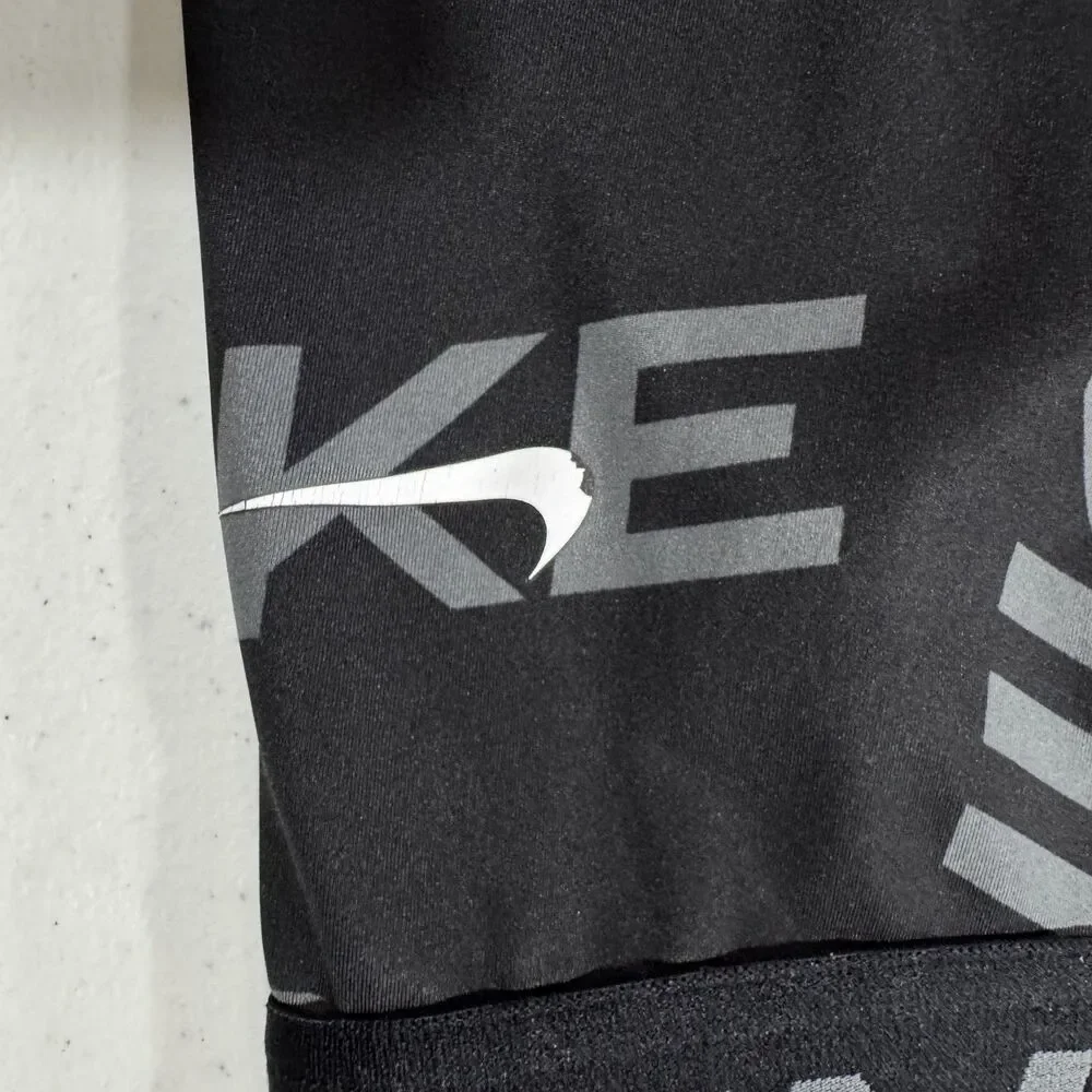 Nike Pro Compression Shorts Small Black Gray Logo Athletic Training FB6457-010